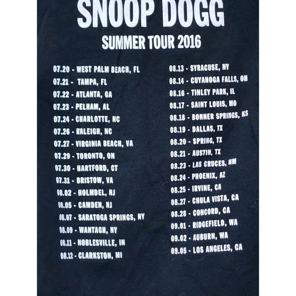 Snoop Dogg Summer Tour 2016 Black Mug Shot T-Shirt Size Medium Rap Band - Picture 4 of 6